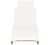 Genérico Tumbona Plegable con cojín Blanco Crema Madera Maciza de Teca,Mobiliario,Muebles de jardín,Asientos de Exterior,Tumbonas-310667