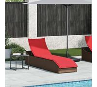 Genérico Tumbona Plegable con cojín y Espacio marrón ratán sintético,Asientos de Exterior,Tumbonas-4104226