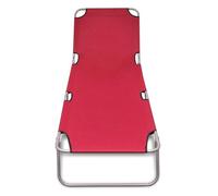 Genérico Tumbona Plegable de Acero con Recubrimiento Polvo Rojo,Asientos de Exterior,Tumbonas-41479