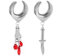 Genérico Túneles para Orejas Acero Inoxidable 8-25mm 2 Unidades Diseño Colgante Gotas de Agua y Daga Plug para Dilatación Gauges Piercing Joyas Corporales(Dagger,22mm)