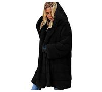 Genérico Túnica para mujer de algodón largo - Abrigo para mujer, invierno, piel sintética, forro polar, tapas de color liso, sudadera, manga larga, outwear extragrande, tapas cálidas, gruesas, abrigo