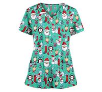 Genérico Túnicas de Navidad para Enfermeras,Casaca Sanitaria Mujer y Hombre, Tejido Elástico, Cuello en V. Camisa Médico, Enfermera, Dentista, Estética, Veterinaria Unisex