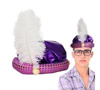 Genérico Turbante Príncipe : para hombre adulto, detalle de plumas y perlas, diseño de lentejuelas brillantes | Accesorio ideal para disfraces, accesorios fotográficos para fiestas, cosplay, ev