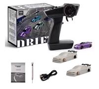Genérico Turbo Racing 1/76 RC Tabletop Drift Mini Car, 1/76 Model Cars with Upgraded Gyroscope & LED Light, 4CH RWD Electric Remote Control Desktop Racing Cars, Creative Remote Control Car (Purple A)