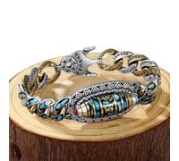 Genérico Turquoise Six-character Mantra Nine-eyed Dzi Bead Bracelet (A)