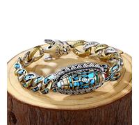 Genérico Turquoise Six-character Mantra Nine-eyed Dzi Bead Bracelet (B)