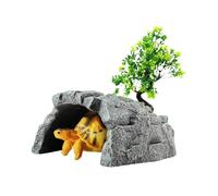 Genérico Turtle Cave - 4.92 Inch Resin Reptile Rock Shelter | Naturalistic Hiding Place Habitat For Lizards, Geckos, Amphibians, and Pet Turtles In Terrarium, Vivarium, and Enclosure Decor
