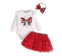 Genérico Tutu Ballet Niña Tutu Niña Falda Conjunto Otoñal De Manga Larga con Lazo Y Falda para Bebés, Outfit Festivo Navidad Y Reuniones Familiares