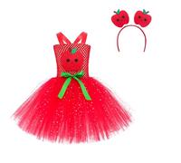 Genérico Tutu Ballet Niña Tutu Niña Falda Vestido Temático De Frutas Y Verduras con Volantes Y Apliques Florales, Sin Mangas, Actuaciones, Fiestas Y Sesiones Fotográficas