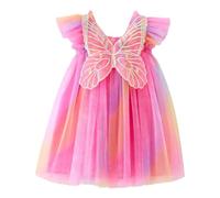 Genérico Tutu Ballet Niña Tutu Niña Falda Vestido Tie-Dye Arcoíris con Alas Y Manga Volante, Tutú Fantástico para Fiestas Temáticas, Hadas Y Actuaciones Infantiles