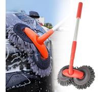 Genérico Two-Head Microfiber Car Wash Brush Mop, Car Wash Brush Long Handle, 360° Rotation Chenille Microfiber Car Cleaning Kit Brush Duster for Car Washing, Mopping, Glass Cleaning