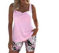 Genérico Two-Piece Body-Covering Printed Boxer Swimsuit,Women's Backless Printed Vacation Swimwear,Print Swimsuits with Board Shorts (FR/ES, Letras, XL, Regular, Regular, Purple)