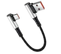 Genérico Type C Cord - Rapid Charge Right Angle Adapter Cable, Fiber, 6A Support, Reinforced Joint | Cable For Phone, Laptop, Car, Travel, Study Room, Setup, Commute, Power Use