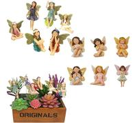 Genérico uego de 6 Piezas de Hadas para jardín de Hadas pequeñas Figuras sentadas al Aire Libre, estatuas de Resina, Accesorios para Patio, macetas (A)