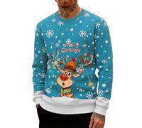 Genérico Ugly Christmas Sweater for Men Long Sleeve, Funny Reindeer Print Xmas Pullover, Comfortable Holiday Party Costume for Secret Santa and Family Fun