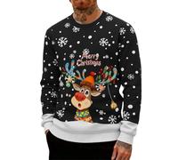 Genérico Ugly Christmas Sweater for Men Long Sleeve, Funny Reindeer Print Xmas Pullover, Comfortable Holiday Party Costume for Secret Santa and Family Fun