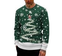 Genérico Ugly Christmas Sweater for Men with Reindeer Print, Long Sleeve Pullover Comfortable Round Neck, Fun Xmas Party Costume and Festive Family Matching Outfit