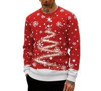Genérico Ugly Christmas Sweater for Men with Reindeer Print, Long Sleeve Pullover Comfortable Round Neck, Fun Xmas Party Costume and Festive Family Matching Outfit