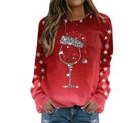 Genérico Ugly Pull Noel Rigolo Mujer Invierno Sudadera Estampado Navidad Camisetas de manga larga Cuello redondo Jersey Túnica Tops Navidad Sudadera Chic y Elegant Suéteres Moche de Navidad Gran