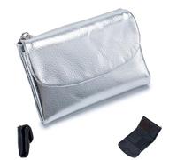 Genérico Uisex Pebble Leather Wallet, Small Coin Card Purse for Women with Credit Card Holder, Coin Holder & Cash Slots(with 26 Colors) (Silver)