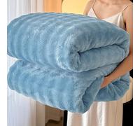 Genérico Ultra Soft Furry Throw Blanket,Fuzzy Soft Plush Thick Bubble Blanket for Sofa Bedroom Living Room,Cozy Bliss Faux Fur Throw Blanket for Couch (Sky Blue, 200 * 230)