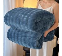 Genérico Ultra Soft Furry Throw Blanket,Fuzzy Soft Plush Thick Bubble Blanket for Sofa Bedroom Living Room,Cozy Bliss Faux Fur Throw Blanket for Couch (Dark Blue, 200 * 230)