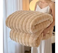 Genérico Ultra Soft Furry Throw Blanket,Fuzzy Soft Plush Thick Bubble Blanket for Sofa Bedroom Living Room,Cozy Bliss Faux Fur Throw Blanket for Couch (Camel, 200 * 230)
