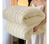 Genérico Ultra Soft Furry Throw Blanket,Fuzzy Soft Plush Thick Bubble Blanket for Sofa Bedroom Living Room,Cozy Bliss Faux Fur Throw Blanket for Couch (Beige, 150 * 200)