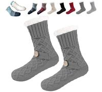 Genérico Ultra-Thick Cashmere Slipper Home Sock, Cozy Cute Non-slip Fluffy Soft Winter Home Socks, Indoor Home for Women (Light Gray)