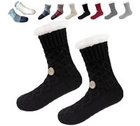 Genérico Ultra-Thick Cashmere Slipper Home Sock, Cozy Cute Non-slip Fluffy Soft Winter Home Socks, Indoor Home for Women (Black)