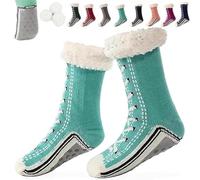 Genérico Ultra-thick Cashmere Slipper Home Sock, Soft Fuzzy Fluffy Winter Warm Non Slip Cozy Slipper Socks for Women (Light Blue)