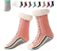 Genérico Ultra-thick Cashmere Slipper Home Sock, Soft Fuzzy Fluffy Winter Warm Non Slip Cozy Slipper Socks for Women (Pink)