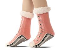 Genérico Ultra-thick Cashmere Slipper Home Socks, Non-Slip HomeSock, Cashmere Slipper Socks for Women, Cozy Thermal Indoor Wear for Home Wear (Pink)