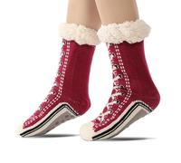 Genérico Ultra-thick Cashmere Slipper Home Socks, Non-Slip HomeSock, Cashmere Slipper Socks for Women, Cozy Thermal Indoor Wear for Home Wear (Wine Red)