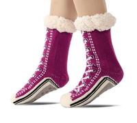 Genérico Ultra-thick Cashmere Slipper Home Socks, Non-Slip HomeSock, Cashmere Slipper Socks for Women, Cozy Thermal Indoor Wear for Home Wear (Dark Purple)