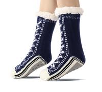 Genérico Ultra-thick Cashmere Slipper Home Socks, Non-Slip HomeSock, Cashmere Slipper Socks for Women, Cozy Thermal Indoor Wear for Home Wear (Navy Blue)