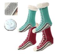 Genérico Ultra-thick Cashmere Slipper Home Socks,Womens Winter Fleece Lined Slipper Sock,Cozy Socks with Non Slip Soft Bottoms (2C, Adulto, Talla única, Letras, Sistema tallas calzado EU, mediano)