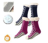 Genérico Ultra-thick Cashmere Slipper Home Socks,Womens Winter Fleece Lined Slipper Sock,Cozy Socks with Non Slip Soft Bottoms (2E, Adulto, Talla única, Letras, Sistema tallas calzado EU, mediano)