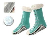 Genérico Ultra-thick Cashmere Slipper Home Socks,Womens Winter Fleece Lined Slipper Sock,Cozy Socks with Non Slip Soft Bottoms (Blue, Adulto, Talla única, Letras, Sistema tallas calzado EU, mediano)