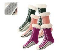 Genérico Ultra-thick Cashmere Slipper Home Socks,Womens Winter Fleece Lined Slipper Sock,Cozy Socks with Non Slip Soft Bottoms (3E, Adulto, Talla única, Letras, Sistema tallas calzado EU, mediano)