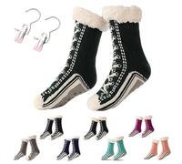 Genérico Ultra-thick Slipper Home Socks, Non-Slip Fluffy Warm Winter Home Socks, Indoor Wear (Army Green)