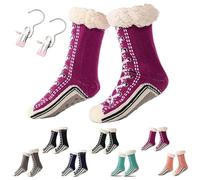 Genérico Ultra-thick Slipper Home Socks, Non-Slip Fluffy Warm Winter Home Socks, Indoor Wear (Dark Purple)