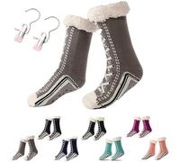 Genérico Ultra-thick Slipper Home Socks, Non-Slip Fluffy Warm Winter Home Socks, Indoor Wear (Grey)