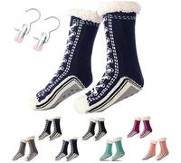 Genérico Ultra-thick Slipper Home Socks, Non-Slip Fluffy Warm Winter Home Socks, Indoor Wear (Navy Blue)