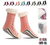 Genérico Ultra-Thick Warm Cashmere Slipper Socks for Women,Soft Fuzzy Home Socks,Non Slip Christmas Sock (Pink, Una talla, Adulto, Mujer, Talla única, Letras, Sistema tallas calzado EU, mediano)