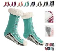 Genérico Ultra-Thick Warm Cashmere Slipper Socks for Women,Soft Fuzzy Home Socks,Non Slip Christmas Sock (Lake Blue, Una talla, Adulto, Mujer, Talla única, Letras, Sistema tallas calzado EU, mediano)