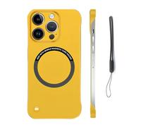 Genérico Ultra-Thin Frameless Matte Magnetic Case for iPhone16/15/14/13promax, Hard Pc Minimalist Case Compatible (for iPhone 12Pro,Yellow)