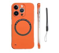Genérico Ultra-Thin Frameless Matte Magnetic Case for iPhone16/15/14/13promax, Hard Pc Minimalist Case Compatible (for iPhone 13,Orange)