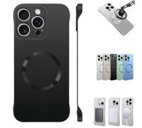 Genérico Ultra Thin Hard Magnetic Phone Case for iPhone, Luxury Magnetic Metal Gloss Matte Frameless,Full Body Protection Shockproof (Black,For iPhone16 Pro MAX)