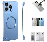 Genérico Ultra Thin Hard Magnetic Phone Case for iPhone, Luxury Magnetic Metal Gloss Matte Frameless,Full Body Protection Shockproof (Blue,For iPhone14Pro)